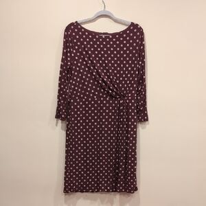 LOFT Burgundy Polka Dot Midi Dress